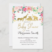 Invitation à un Baby shower animal rose (Devant)