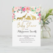 Invitation à un Baby shower animal rose (Debout devant)