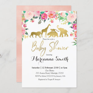 Invitation à un Baby shower animal rose