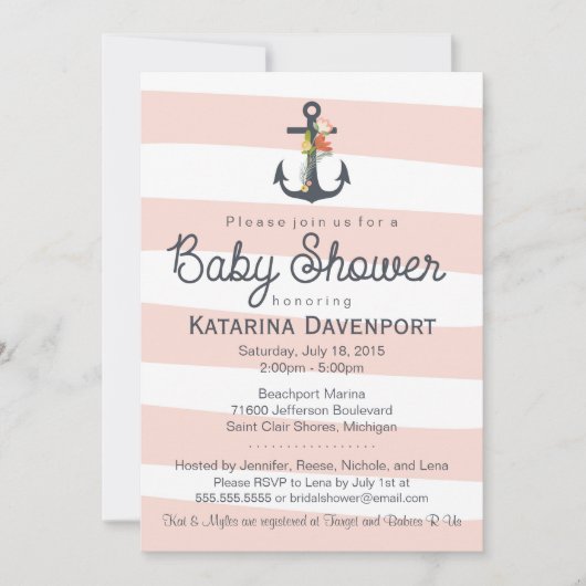 Invitation à un Baby shower de Ancre nautique - Ga (Devant)