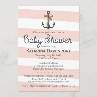 Invitation à un Baby shower de Ancre nautique - Ga