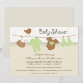 Invitation à un Baby shower de la ligne de vêtemen (Devant / Derrière)