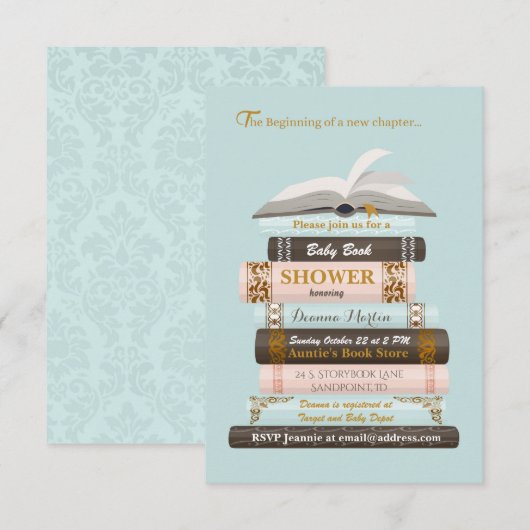 Invitation à un Baby shower de livre (Devant / Derrière)
