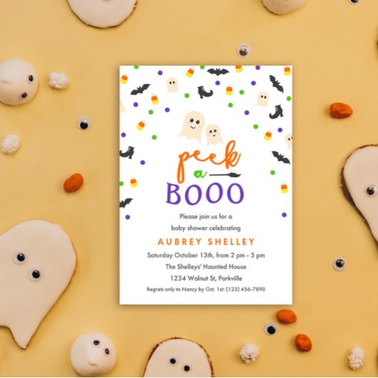 Invitation à un Baby shower d'Halloween Boo