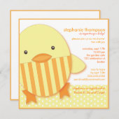 Invitation à un Baby shower neutre à canard jaune (Devant / Derrière)