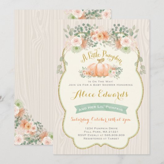 Invitation à un Baby shower neutre pour les Citrou (Devant / Derrière)