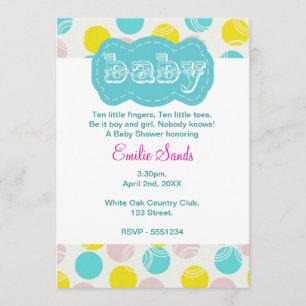 Invitation à un Baby shower Turquoise sans distinc