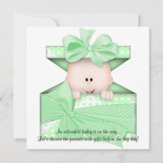 Invitation à un Baby shower vert ou Faire-part