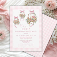 Invitation à un Baby shower Vintage rose fille