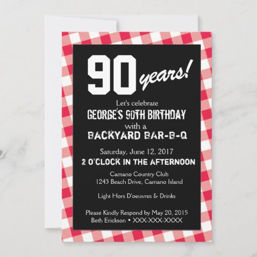 Invitation à un BAR-B-Q de jardin d'anniversaire (Devant)