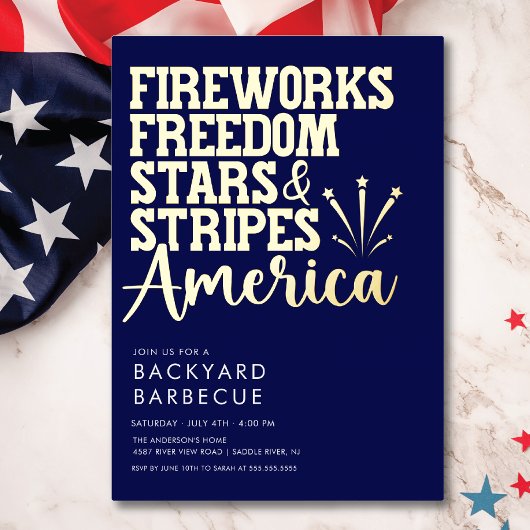 Invitation à un BBQ Rouge Blanc et Bleu