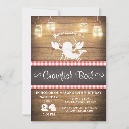 Invitation à un boil de écrevisses Bois rustique A (Devant)