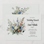Invitation à un brunch d'anniversaire avec bouquet (Devant / Derrière)