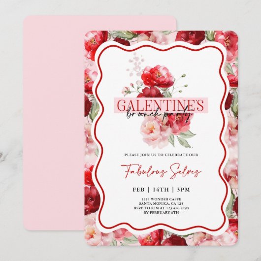 Invitation à un brunch de Galentine's Party (Devant / Derrière)