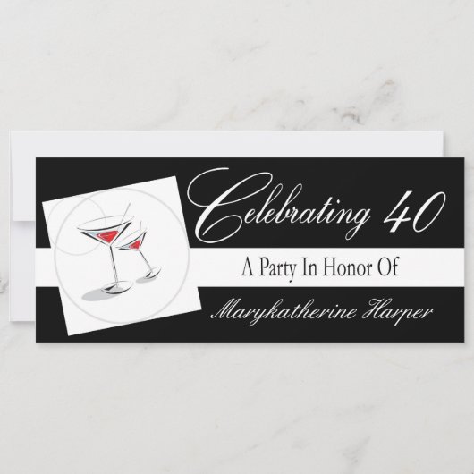 Invitation à un cocktail de 40e anniversaire (Devant)
