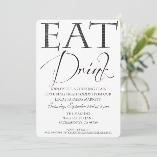 Invitation à un cours de cuisine/démonstration (Debout devant)