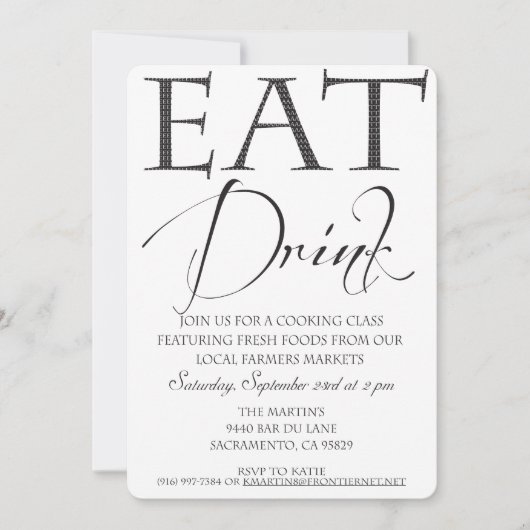 Invitation à un cours/démonstration de cuisine (Devant)