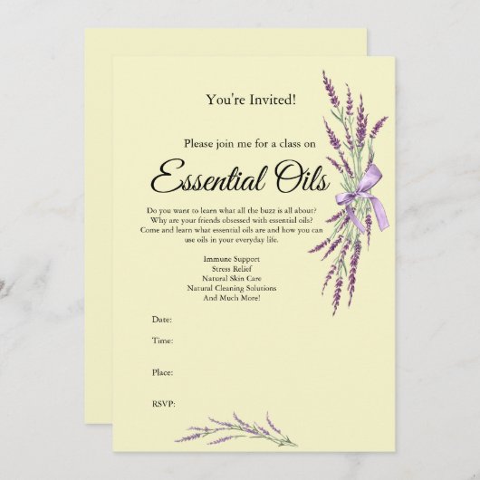 Invitation à un cours sur les huiles essentielles (Devant / Derrière)