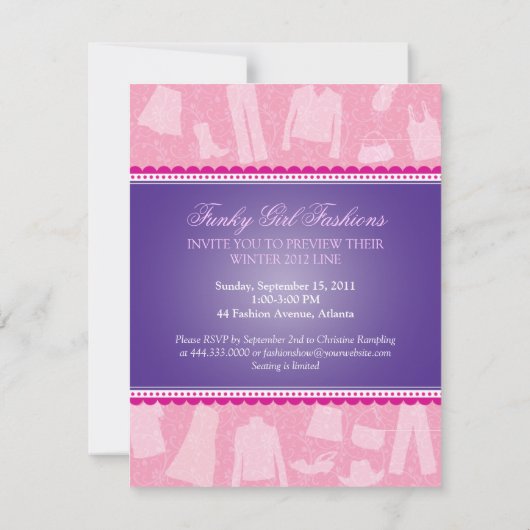 Invitation à un défilé de mode funky (Dos)