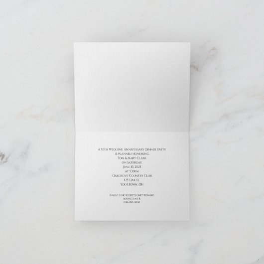 Invitation à un dîner d'anniversaire de mariage de (Intérieur)
