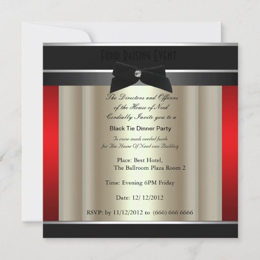 Invitation à un dîner de gala en tenue de soirée (Devant)