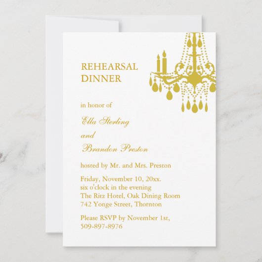 Invitation à un dîner de répétition dans une grand (Devant)