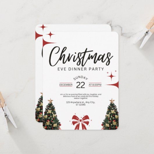 Invitation à un dîner de réveillon de Noël (Devant/Arrière en situation)