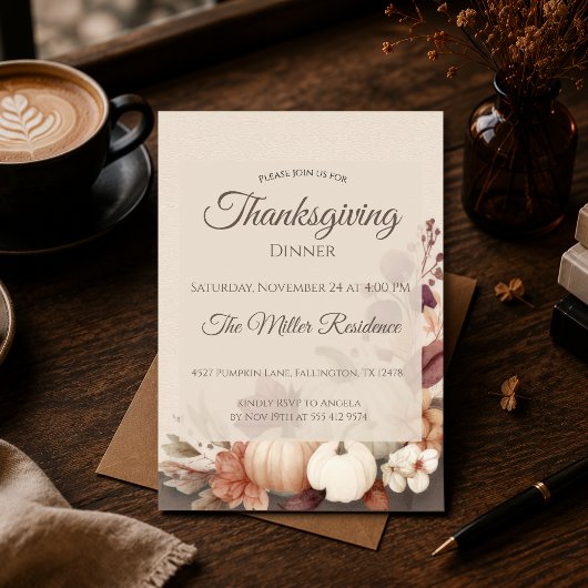 Invitation à un dîner de Thanksgiving rustique