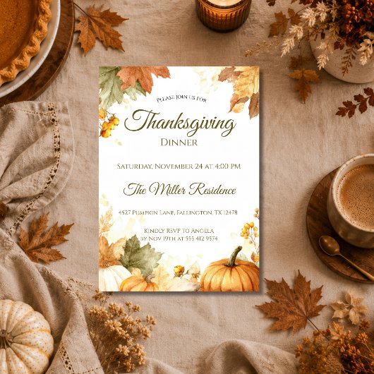 Invitation à un dîner de Thanksgiving rustique