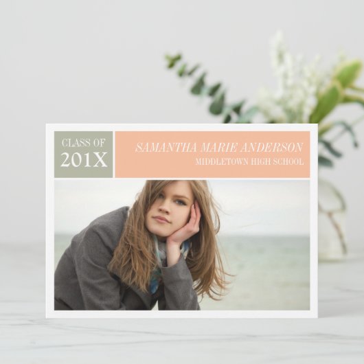 Invitation à un diplôme chic moderne - Peach (Debout devant)