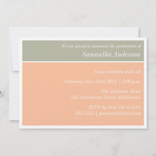 Invitation à un diplôme chic moderne - Peach (Dos)