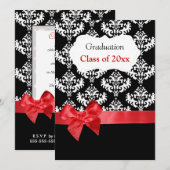 Invitation à un diplôme de Damas noir et de ruban (Devant / Derrière)