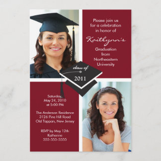 Invitation à un diplôme de Maroon & White Photo