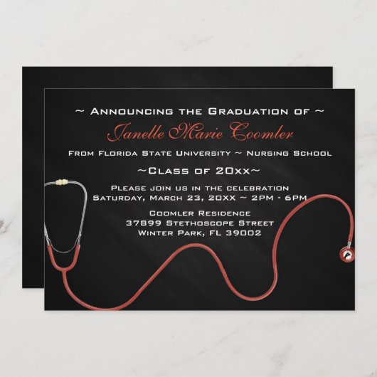 Invitation à un diplôme d'études Médicales de stét (Devant / Derrière)