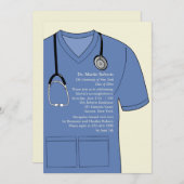 Invitation à un diplôme en bleu de Scrubs Médicale (Devant / Derrière)