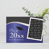 Invitation à un diplôme en bleu et noir personnali (Debout devant)