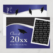Invitation à un diplôme en bleu et noir personnali (Devant / Derrière)