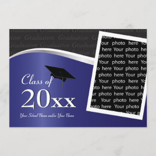 Invitation à un diplôme en bleu et noir personnali