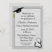 Invitation à un diplôme en gris Médicale (Devant / Derrière)