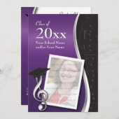 Invitation à un diplôme en musique violette et noi (Devant / Derrière)