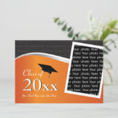 Invitation à un diplôme en orange et en noir sur m (Debout devant)