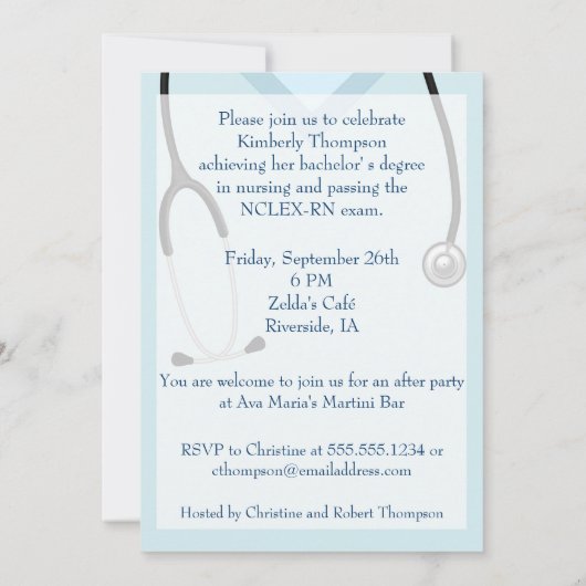 Invitation à un diplôme en sciences infirmières (Dos)