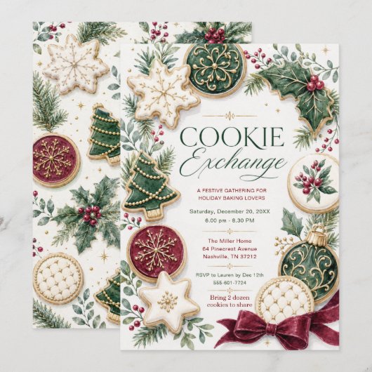 Invitation à un échange de biscuits de Noël (Devant / Derrière)