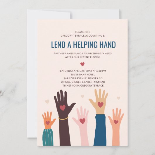 Invitation à un événement de charité Helping Hands (Devant)