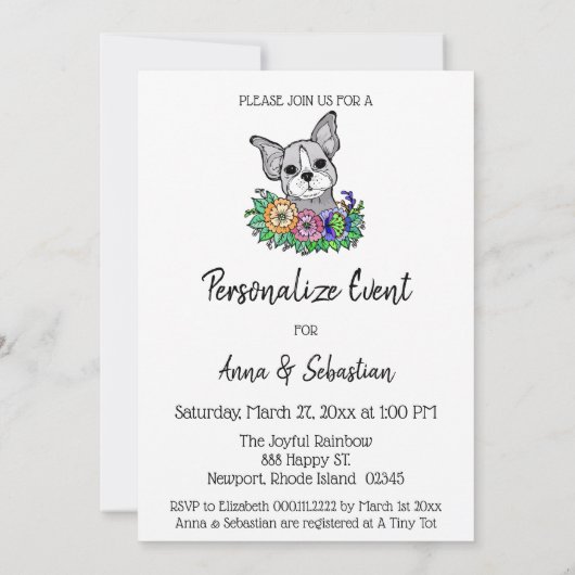 *~* Invitation à un événement mignon avec Frenchie (Dos)