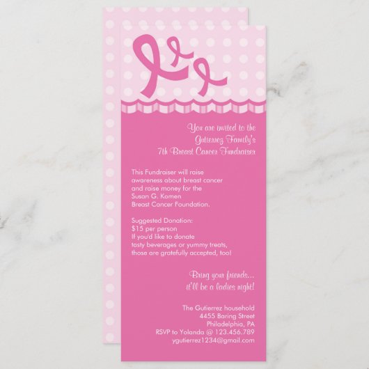 Invitation à un événement sur le cancer du sein du (Devant / Derrière)