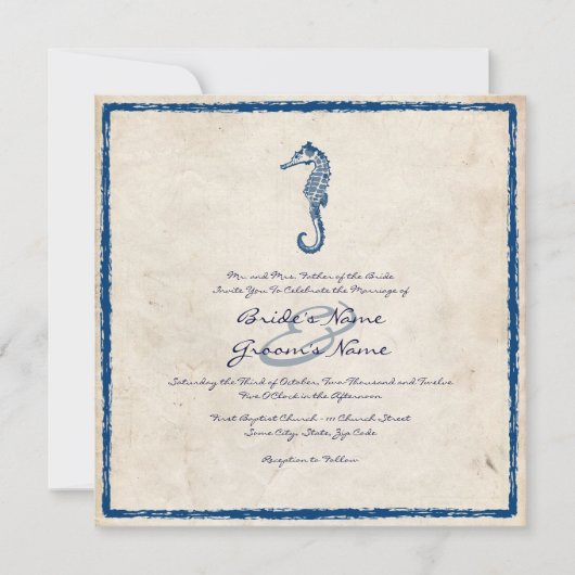 Invitation à un mariage à cheval de la mer bleue V (Devant)