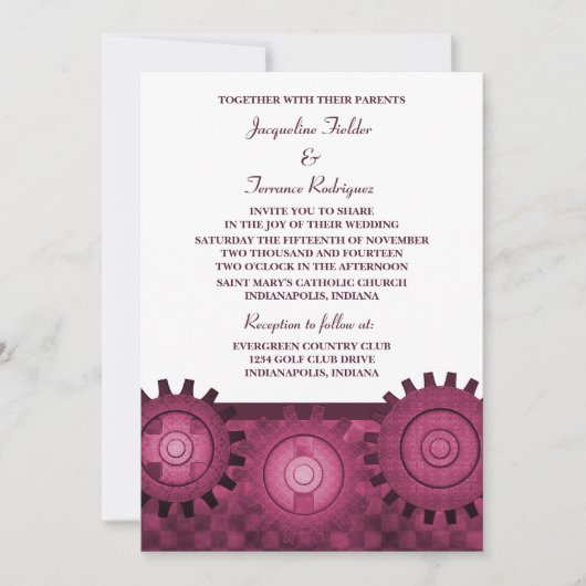 Invitation à un mariage à des engrenages en vapeur (Devant)