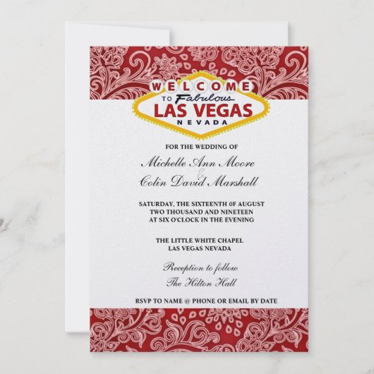 Invitation à un mariage à Las Vegas à la florale r (Devant)