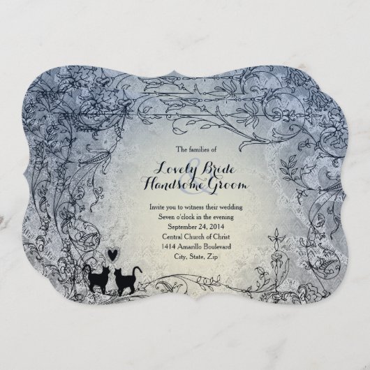 Invitation à un mariage Amoureux des chats et vint (Devant / Derrière)